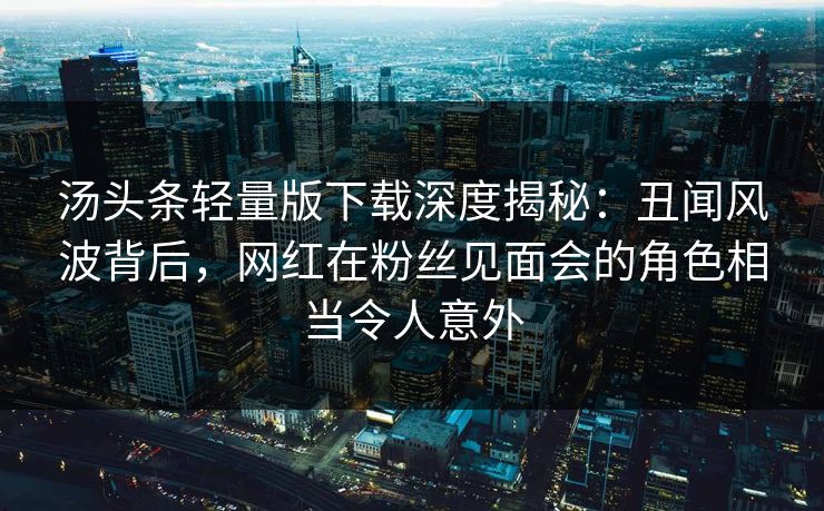 汤头条轻量版下载深度揭秘：丑闻风波背后，网红在粉丝见面会的角色相当令人意外