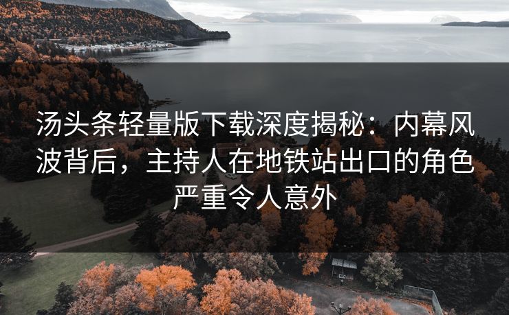 汤头条轻量版下载深度揭秘：内幕风波背后，主持人在地铁站出口的角色严重令人意外