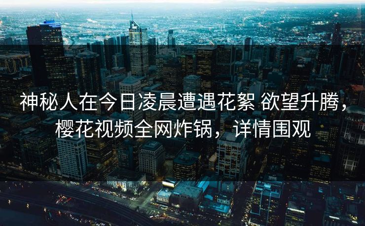 神秘人在今日凌晨遭遇花絮 欲望升腾，樱花视频全网炸锅，详情围观
